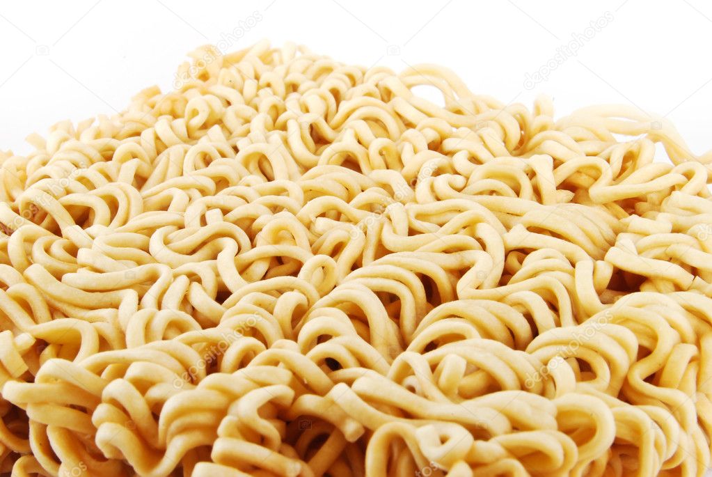 Block of Instant noodles isolated on white background