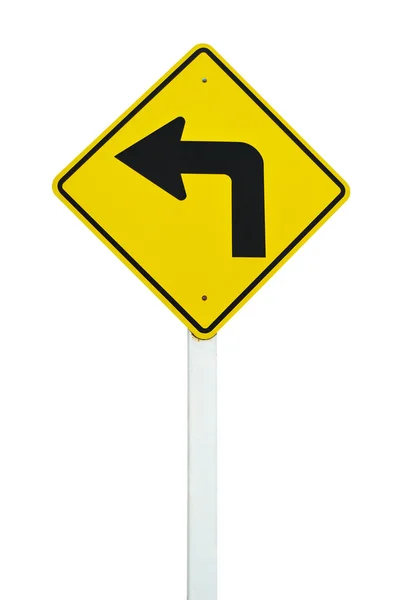Vire à esquerda sinal de trânsito isolado — Fotografia de Stock