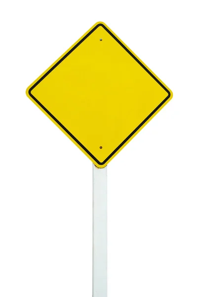Blank yellow traffic sign isolated — Stock Photo, Image