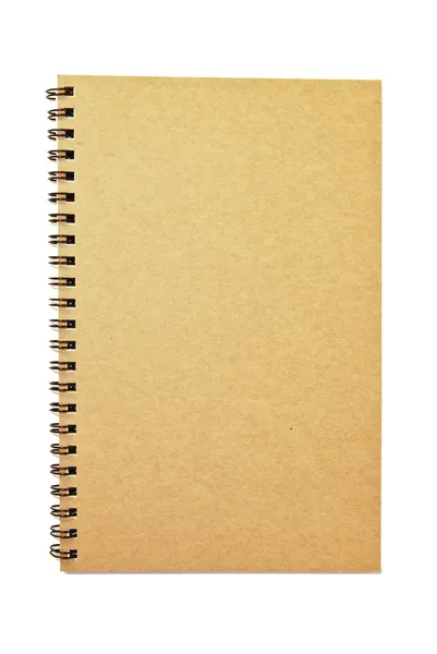 Na białym tle notatnik okładka brązowy — Zdjęcie stockowe