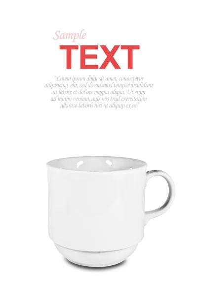 Witte koffiekopje met copyspace geïsoleerd — Stockfoto