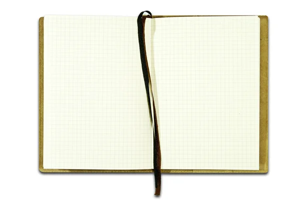 Καφέ σημειωματάριο με χαρτί πλέγμα απομονωθεί — Φωτογραφία Αρχείου