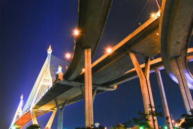 The Industrial Ring Road Bridge over the night sky scene clipart