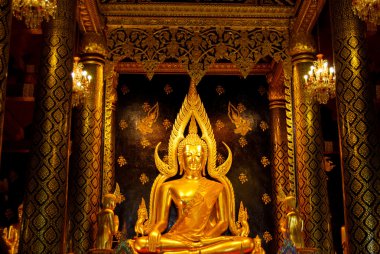 Altın heykel, görüntü Buda güzel dekore edilmiş buddha Tapınağı, Asya, Tayland