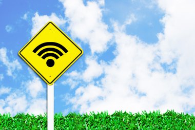 Wi-fie wireless internet sign on beautiful sky clipart