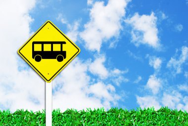 Bus stop sign on beautiful sky clipart