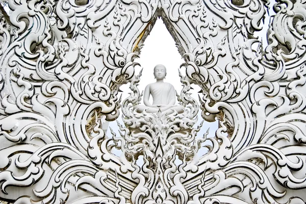 Witte buddha kunst in tempel — Stockfoto