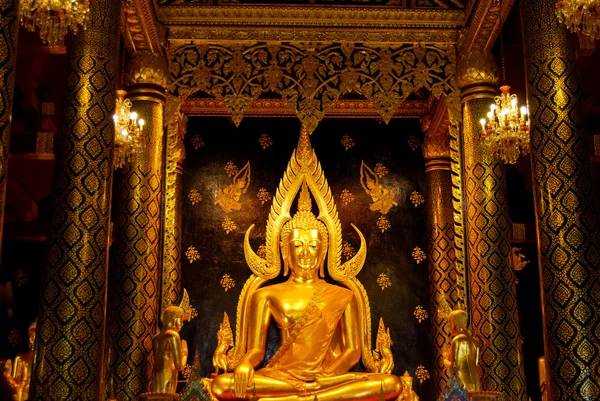 Gyllene Staty Bilden Buddha Vackert Dekorerad Buddha Tempel Asien Thailand — Stockfoto