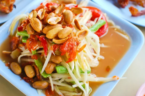 Thajské papája salát closeup — Stock fotografie