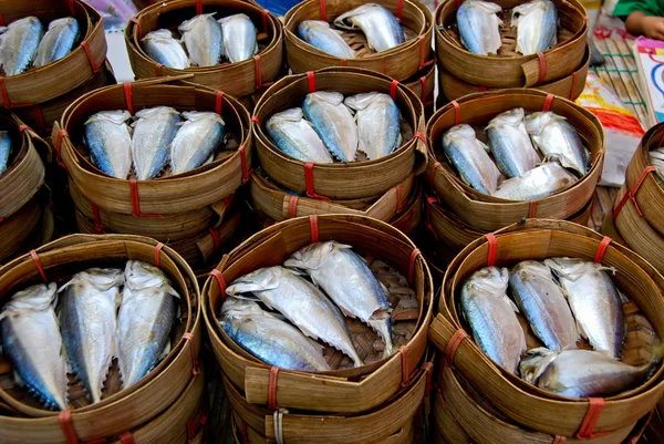 Čerstvé Makrely Koši Trhu Asie Thajsko — Stock fotografie