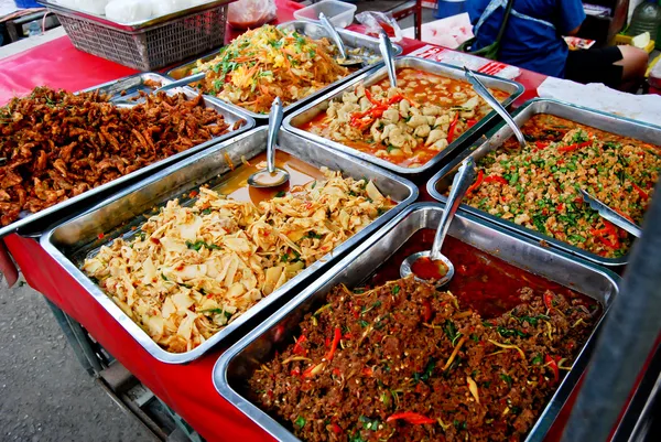 stock image Variety of thai food in fresh market, Asia, Thailand