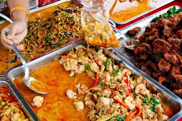 stock image Variety of thai food in market