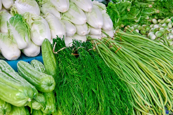 Vielzahl Von Frischem Gemüse Nahaufnahme Markt Hintergrund Asien Thailand — Stockfoto