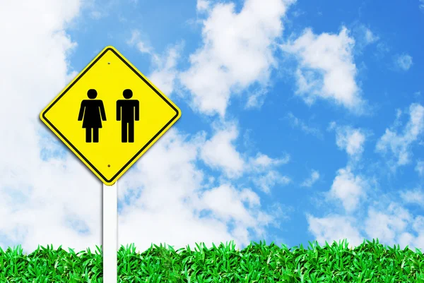 Man and women sign on beautiful sky — Stock Photo, Image