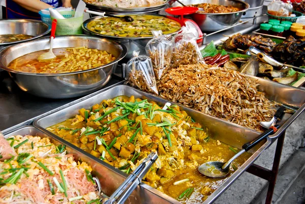 Variety of thai food in market — Stock Image Variety of thai food in market Royalty Free Stock Photos