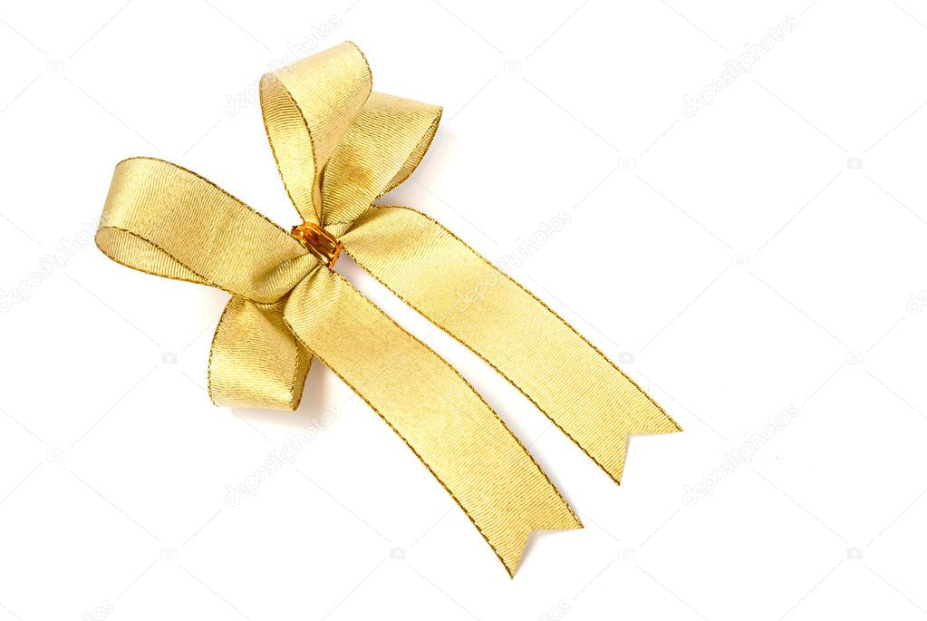 Gold ribbon bow isolated — Stock Photo © zmkstudio 4799264