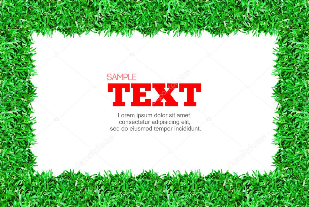 Green grass frame isolated on white background