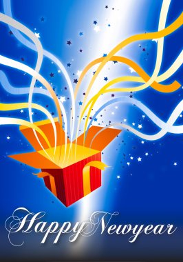 Happy new year surprise gift box clipart