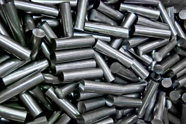 Pilha Tubos Metal Fábrica Resíduos Processo Fundo Close — Fotografia de Stock