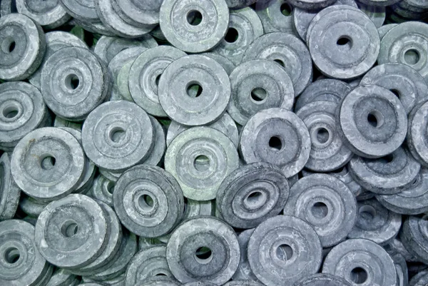 stock image Pile of metal pieces in factory , the waste from process , closeup background