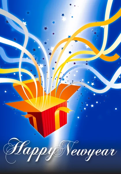 Feliz año nuevo caja de regalo sorpresa — Foto de Stock