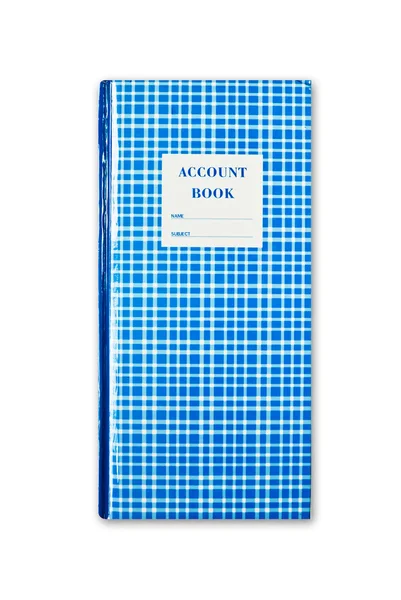 Niebieski plaid konto książka na białym tle — Zdjęcie stockowe