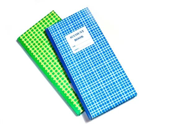 Blau und grün kariertes Kontobuch — Stockfoto