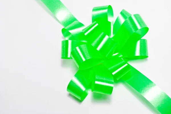 Green Shiny Ribbon Isolated White Background — Stock Photo, Image