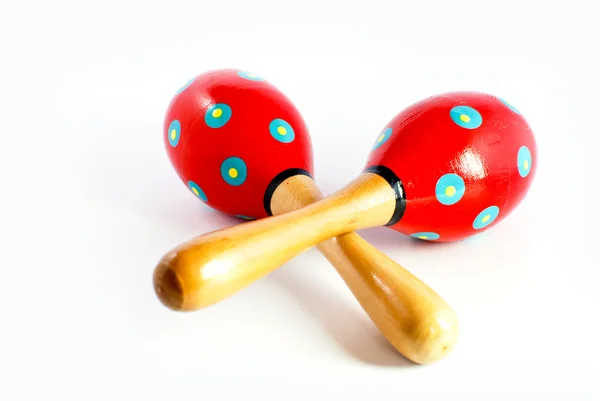 Maracas coloridas de brinquedo de madeira — Fotografia de Stock