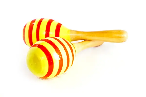 Renkli ahşap oyuncak marakas — Stok fotoğraf