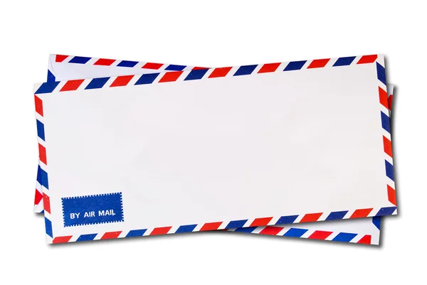 Dvě Klasické Letecké Poštovní Obálka Izolovaných Bílém Pozadí — Stock fotografie