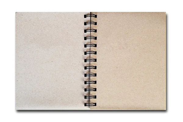 Brown Notebook Recycle Paper Open Two Page Copy Space Area — Stock Photo, Image