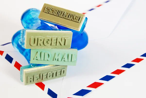 Επείγουσα Ρητή Αεροπορικού Ταχυδρομείου Απόρριψη Επιστολή Σχετικά Σφραγίδα Φόντο Φάκελος — Φωτογραφία Αρχείου