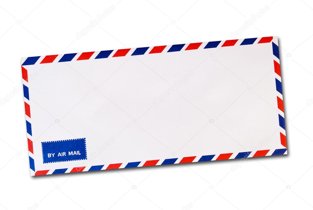 classic air mail envelope isolated on white background