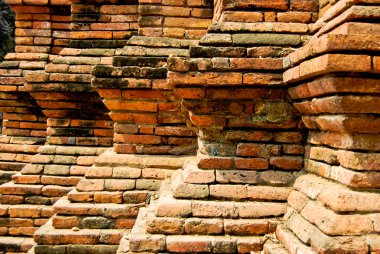 Adım tuğla duvar dekorasyon antik buddha Tapınağı, Asya, Tayland