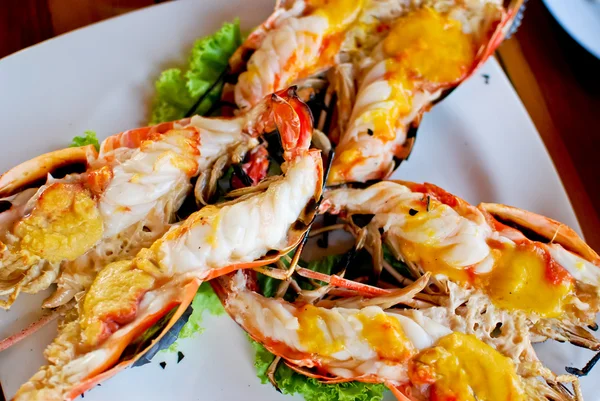Grilled Shrimp Shrimp Eggs Head Closeup Asian Style Food Thailand — Stock Photo, Image