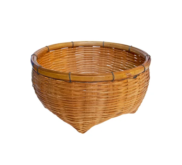 Vintage Brown Weave Wicker Basket Isolated White Background — Stock Photo, Image
