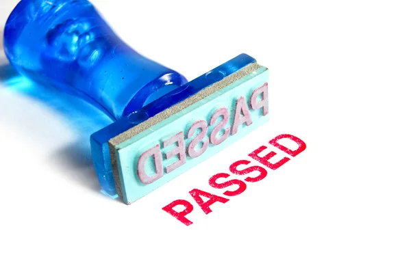 Passed blue rubber stamp — Stock Photo, Image
