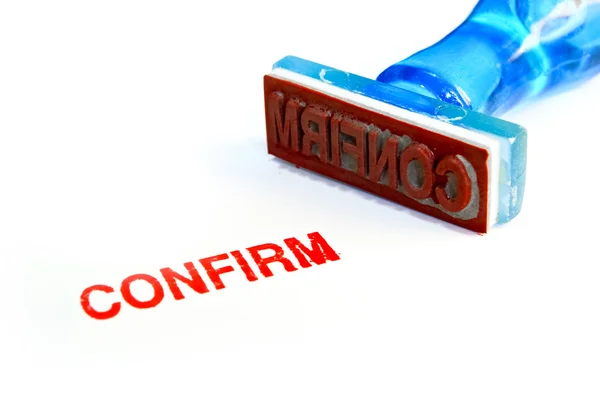 Confirm Letter Blue Rubber Stamp Isolated White Background — Stock Photo, Image