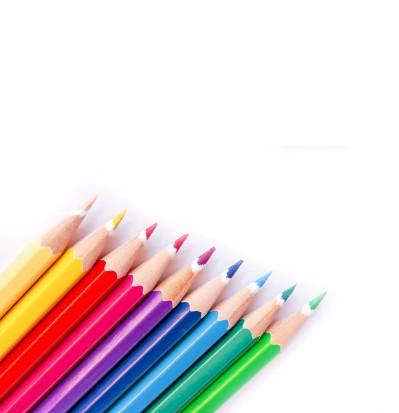 Lápices de color sobre fondo blanco —  Fotos de Stock
