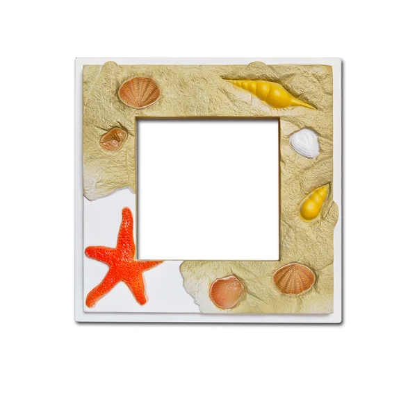 stock image Frame of sea shell and stones