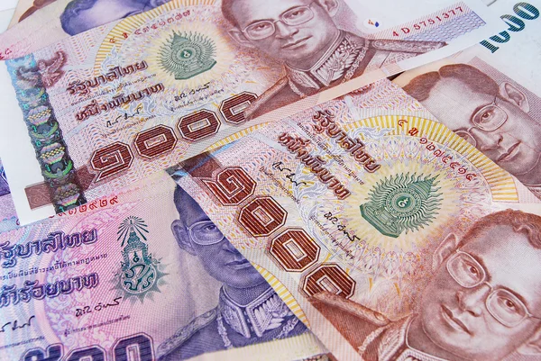 Thailändska pengar sedlar bakgrund — Stockfoto