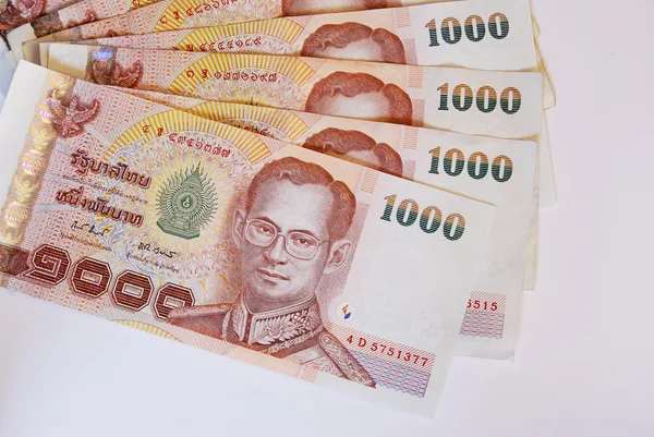 Thai pénzt bankjegyek elszigetelt — Stock Fotó