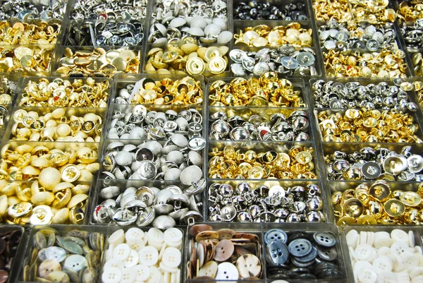 Vintage clothes buttons in market — Stock Photo, Image