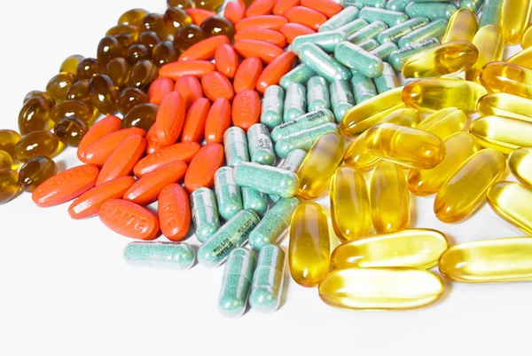 Barevné tablety vitaminu a medicína — Stock fotografie
