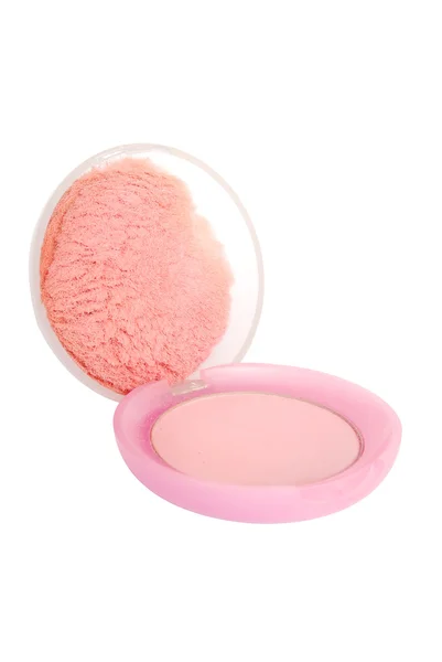 Kompaktní kosmetické růžová barva prášku — Stock fotografie