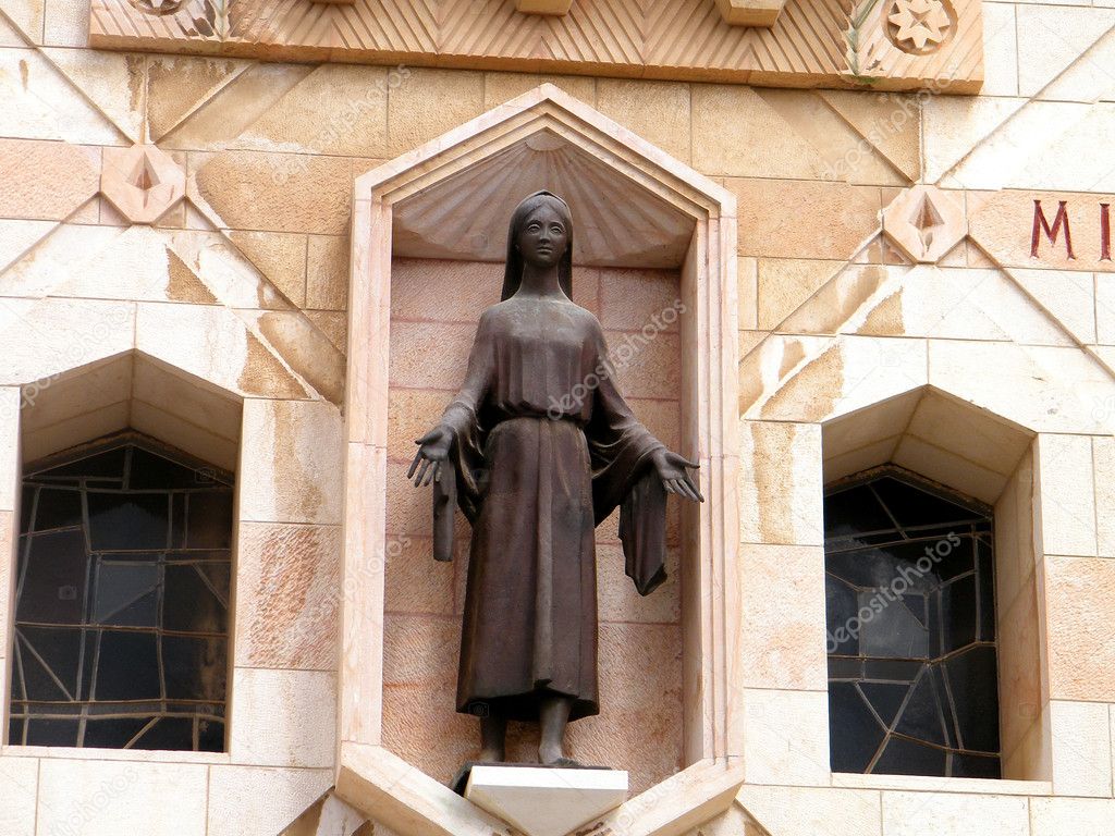 Sculpture of the young Mary in Basilica of the Annunciation in Nazareth, Israel