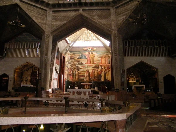 Nazareth kerk van de Annunciatie interieur 2010 Stockafbeelding