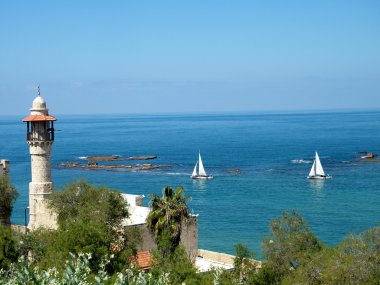 Jaffa minaret of Al-Bahr Mosque 2011 clipart