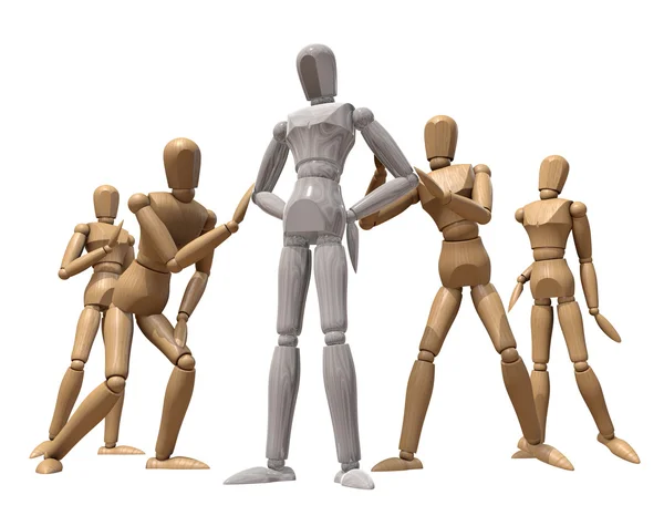 stock image Several wooden mannequins